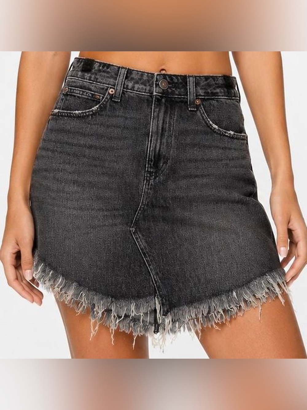 Free People Maverick Black Mini Skirt Women's Size 29 Frayed Raw Hem Denim NWT